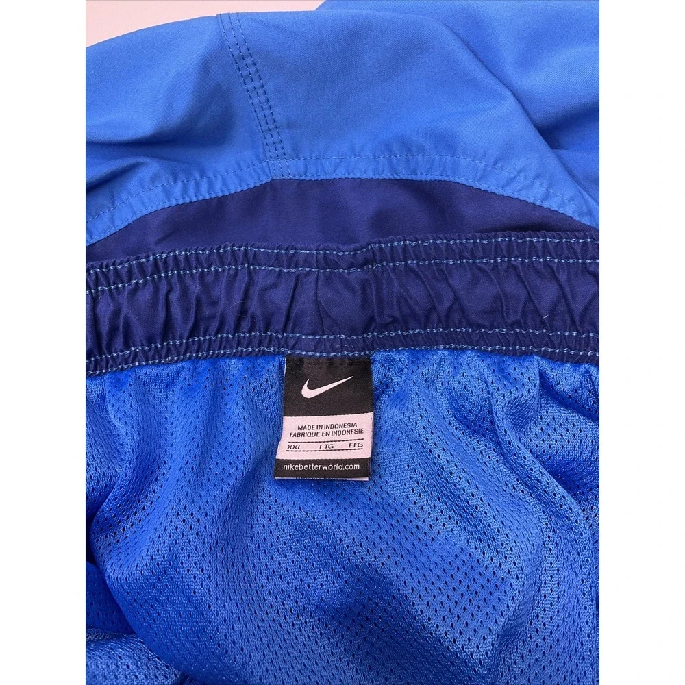 Nike Swim Trunks Mens 2XL Board Shorts Mesh Lined Blue Swoosh Pockets Bathing